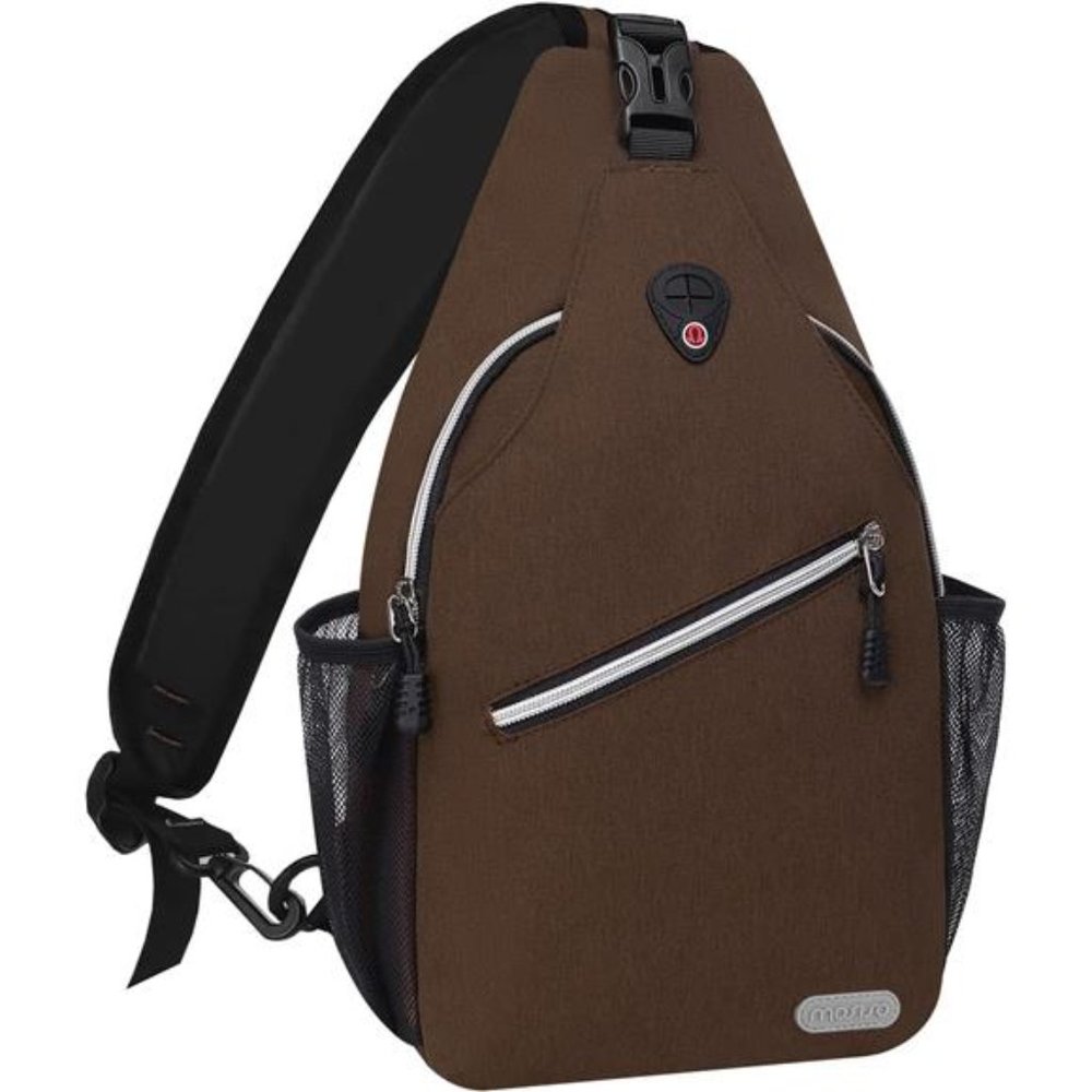 Brown Sling Backpack, Multipurpose Crossbody Shoulder Bag Travel Hiking Daypack